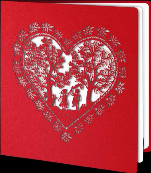 Actual product image Hervorragend Scherenschnitt Karte Herz Hochzeit rot weiss (1 pcs.)