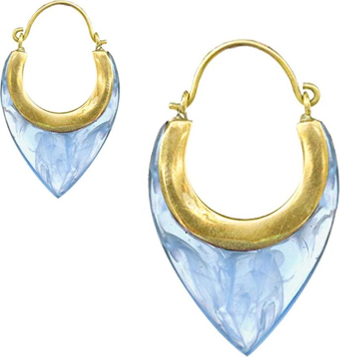 Star Piercing Ohrring vergoldet Tropfen Epoxy Rauch blau (Organisch, Messing)