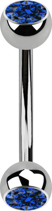 Star Piercing Banane silber mit zwei Kugeln Kristall dunkelblau (ohne Messing, Titan G23)