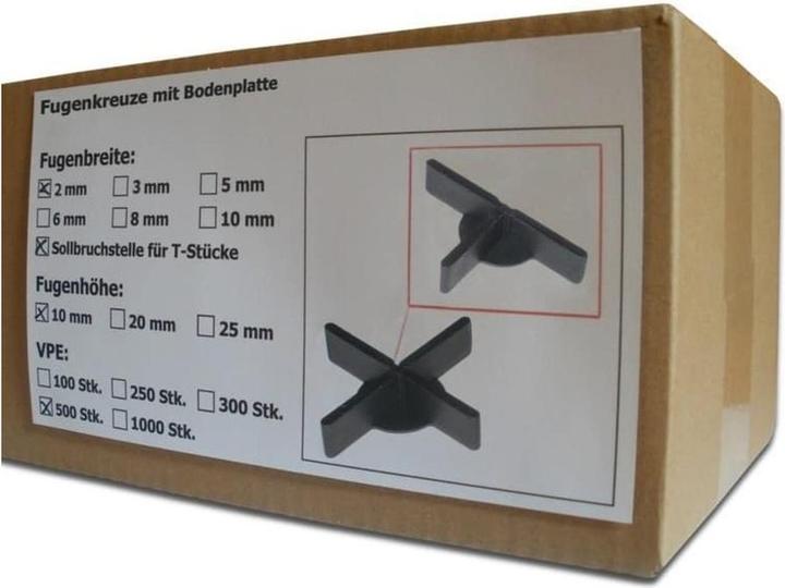 Produktbild Sanpro Fugenkreuze mit 1 mm Bodenplatte, Grösse 2 mm / Höhe 10 mm, Anzahl 500 Stück (500 x)