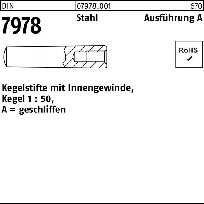 Produktbild Kegelstift DIN 7978/ISO 8736 m.Innengewinde A 8 x 90 Stahl Kegel 1:50 DIN 7978