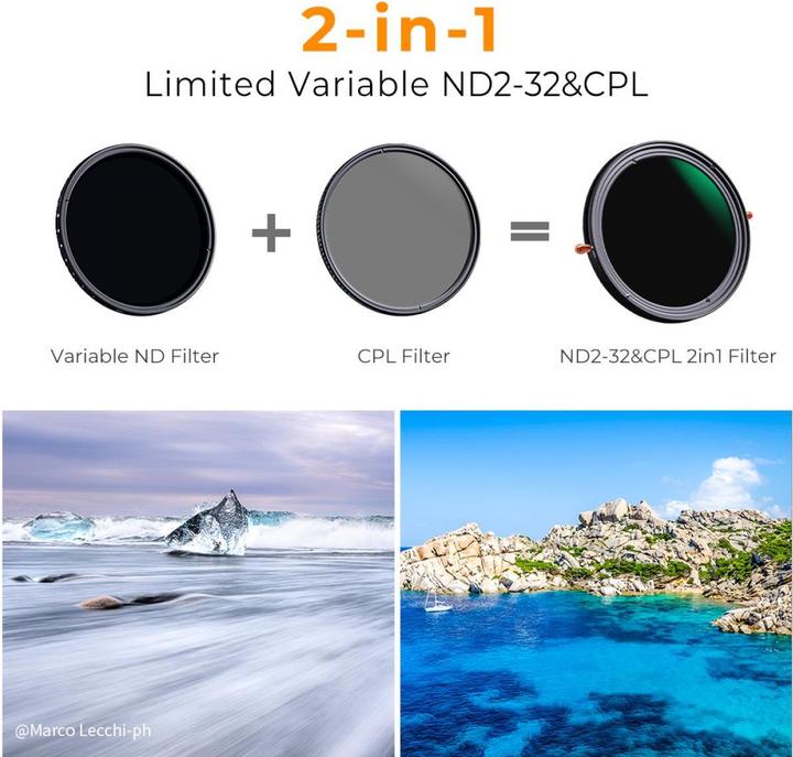 Image du produit K&F Concept 2 en 1 CPL+Variable ND2ND32 (86 mm, Filtre gris neutre, Filtre polarisant)