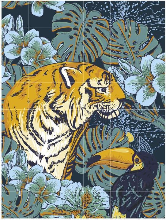 Ixxi Tiger jungle & Toucan family (120 x 160 cm)