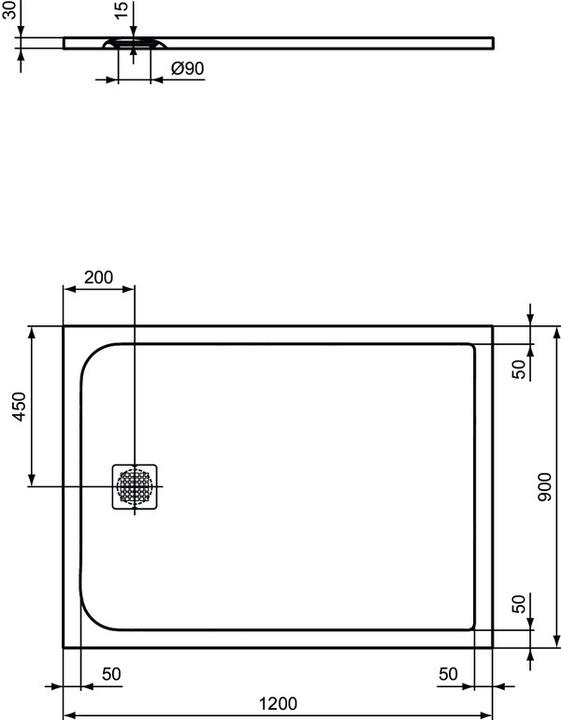 Actual product image Ideal Standard Standard Ultraflat Solid douchebak rechthoekig 120x90x3cm wit