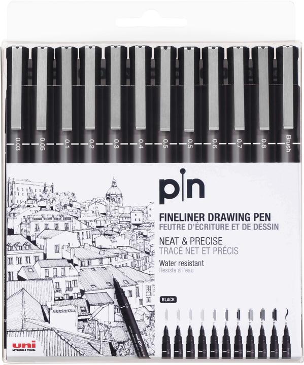 Actual product image Uni-ball Pin Fineliner (Black, 12 x)