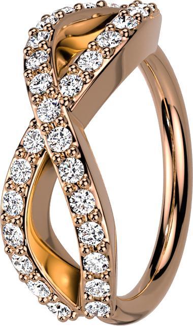 Produktbild Star Piercing Micro Piercing Ring rosegold Unendlich mit Kristallen (Messing)