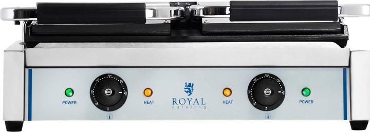 Produktbild Royal Catering Kontaktgrill Sandwichmaker Tischgrill Doppelgrill Glatt 2 X 1.800 W Edelstahl