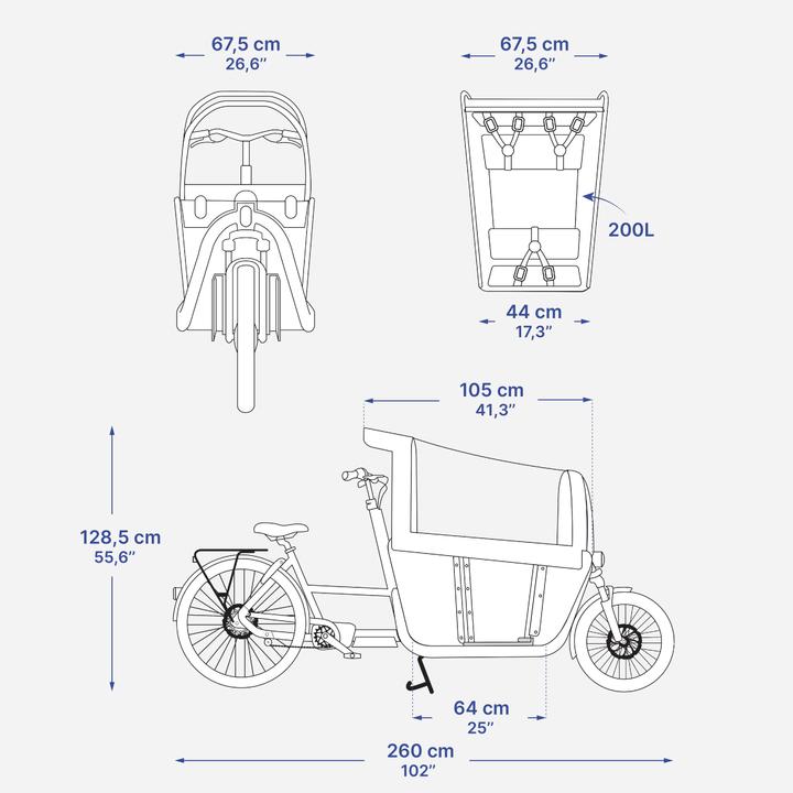 Produktbild Btwin E-Lastenfahrrad Cargobike Long John F900E Family gelb
