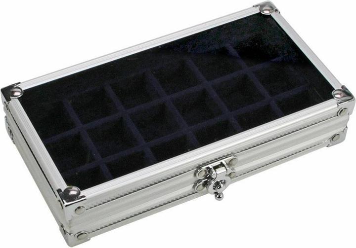 Actual product image Safe Aluminium display case with 18 compartments