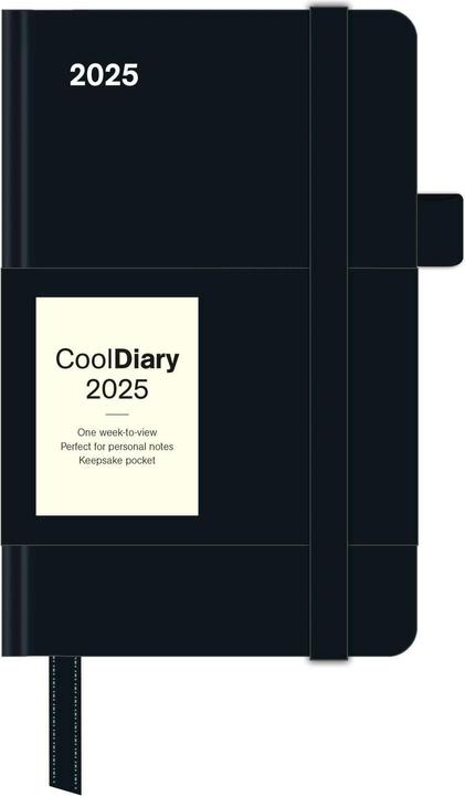 Actual product image Neumann N NEUMANNVERLAGE - Black 2025 Cool Diary, 9x14cm, weekly calendar with banderole and ribbon (9 x 14 cm, German)