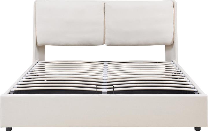 Produktbild En.Casa Polsterbett Lunner mit Bettkasten 140x200 cm Beige (200 x 140 cm)