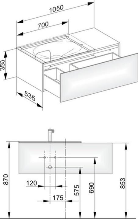 Produktbild Keuco Waschtischunterbau EDITION 11 1050x350x535mm we hgl (105 x 53.5 x 35 cm)
