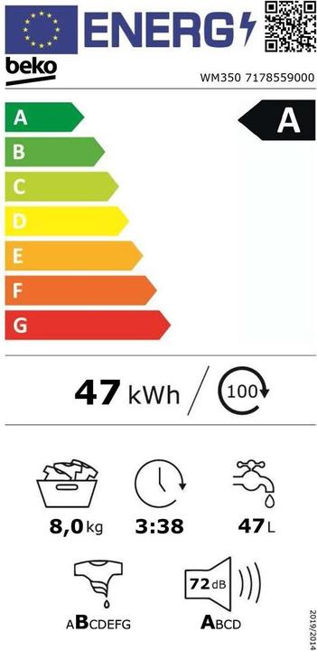 Energy Label Beko Washing machines (9 kg, Left)