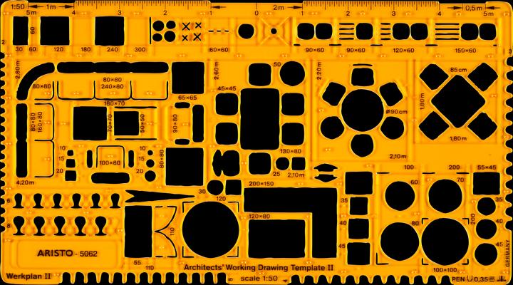 Actual product image Aristo Stencil architect 2 1:51 yellow (25.50 cm)