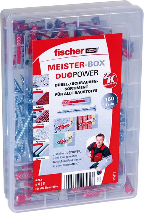 Fischer Meister-Box DUOPOWER mit Schrauben 50x6/.5x40 30x8/5x60 (160 Stk.)