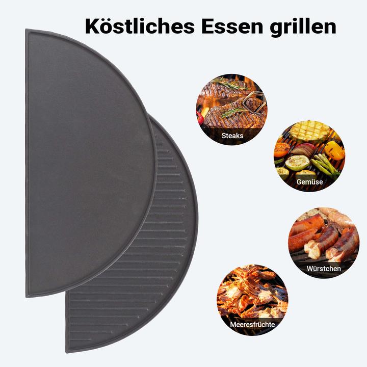 Image du produit Wiltec 2x Gusseisen Grillplatte 46,7x22,8x1,5cm Grill Platte Grillzubehör BBQ
