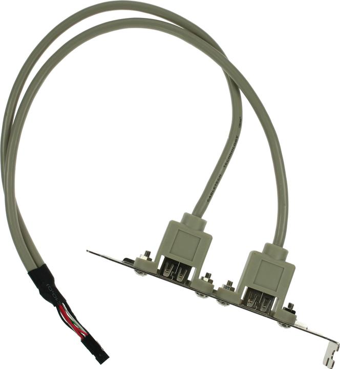 Actual product image Aquatuning InLine bracket USB 2.0, 2x USB socket to 1x 10pin