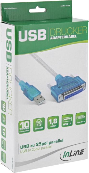 Actual product image InLine USB to 25pin parallel (1.80 m, Parallel (printer))
