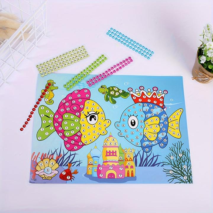 Image du produit Activity Board 5 Stück Whimsical DIY Diamond Sticker - bunte Einhorn-, Regenbogen- und Blumenmotive mit
