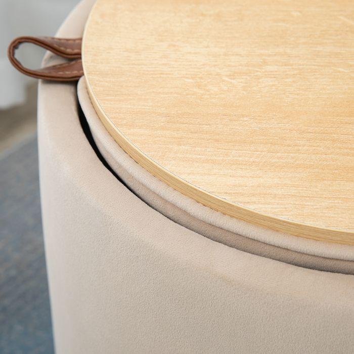 Produktbild Swisshandel24 Ottomane Sitzhocker Hocker mit Stauraum Polsterhocker Fussbank 2-in-1 Rund Deckel abnehmbar in Samto