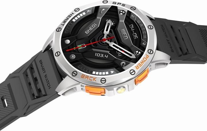 Produktbild Gravity GPS GT24-4 Herren-Smartwatch, schwarzes Silikonarmband + orangefarbenes Silikonarmband