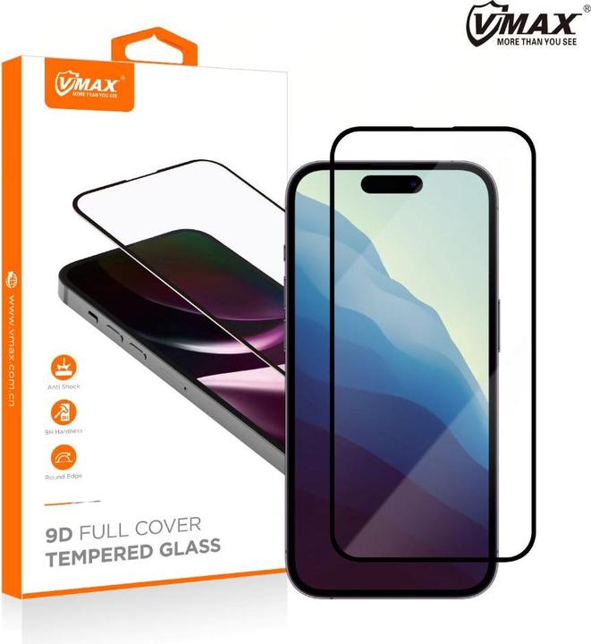 Productafbeelding Vmax gehard glas 9D Glas voor iPhone 16 Plus / 15 Plus 6,7" (1 Stuk, Apple iPhone 16 Plus)