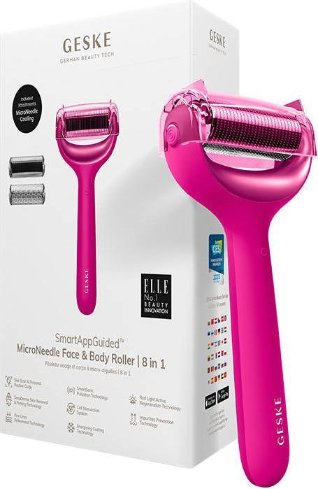 Actual product image Konjac Sponge Roller do mezoterapii igłowej twarzy i ciała 8w1 Geske z Aplikacja (magenta)
