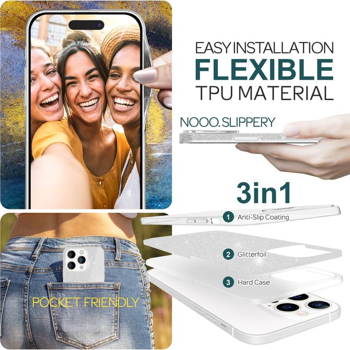Produktbild Nalia Glitzer Hülle (Apple iPhone 15 Pro)