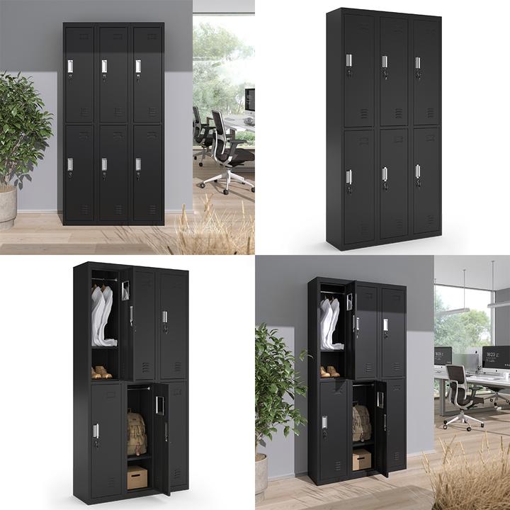 Produktbild Vicco Schliessfachschrank, Schwarz, 90 x 180 cm 6 Fächer
