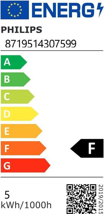 Label énergétique Philips Professional CorePro (GU5.3, 4.40 W, 345 lm, 1 x, F)