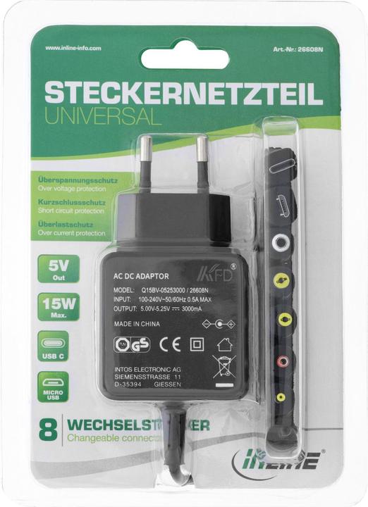 Produktbild InLine Universal Steckernetzteil (15 W)