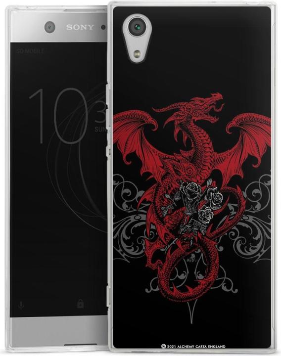 Produktbild DeinDesign Silikon Hülle für Sony Xperia XA 1 Handyhülle Case Smartphone Schutzhülle Drache Gothic Rot (Sony Xperia XA1)