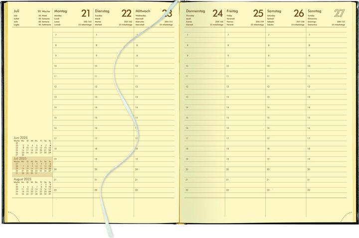 Produktbild Wochenbuch Leder 2025 schwarz, 21x26,5cm, Taschenkalender mit 128 Seiten im wattiertem (Harter Einband, Deutsch)