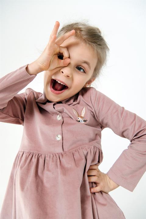 Actual product image Hebe Kleid aus Cord mit Kaninchenstickerei (98, 104)