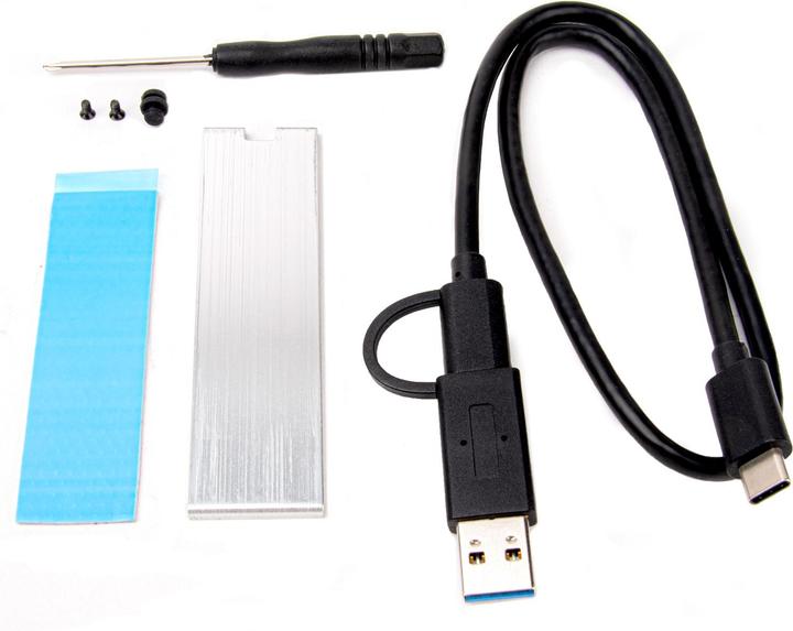 Actual product image Silverstone Technology SST-MS13 - USB-C 3.2 Gen2 10 Gbps NVMe / SATA M.2 SSD RGB Enclosure, 71175, Sc (M.2)
