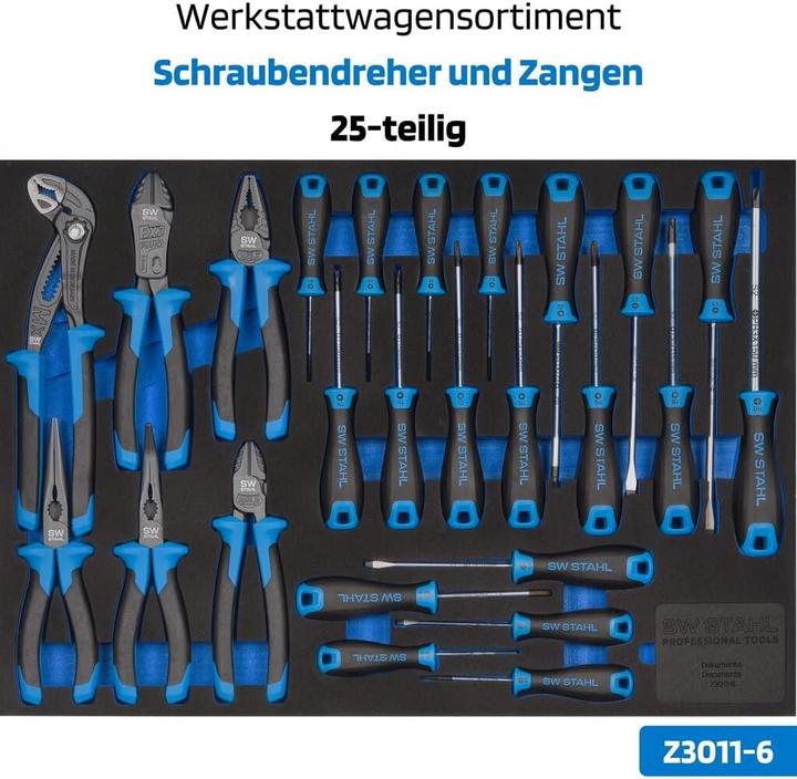 Produktbild SW-Stahl Z3116 Profi Werkstattwagen TT801 blau I 8 Schubladen I 3 Schubladen gefüllt I 213 teilig I (213 x)