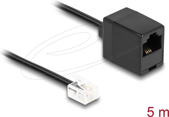Produktbild Delock Telefonkabel RJ11 Stecker zu RJ45 Buchse schwarz 5 m