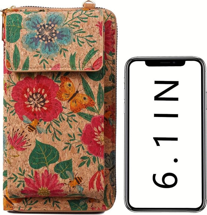 Only-Bags.Store Bohemian Floral Pattern Wallet, Retro Vegan Leather Coin Purse, Crossbody Mobile Phone Bag