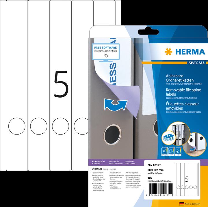 Actual product image HERMA Removable A4 file labels