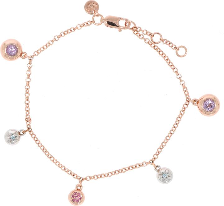 Xen Armband Multicolor ca. 0,65 ct. 17-19 cm rosèvergoldet (19 cm, 925 Sterling Silber)