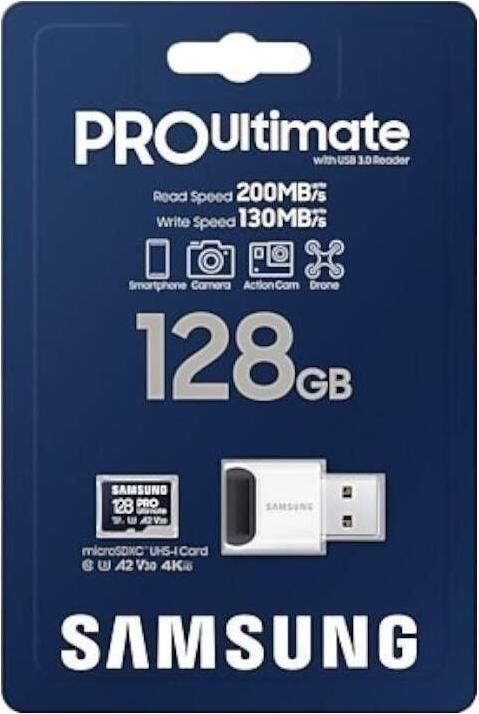 Actual product image Samsung PRO Ultimate with card reader (128 GB, microSDXC, U3, UHS-I)