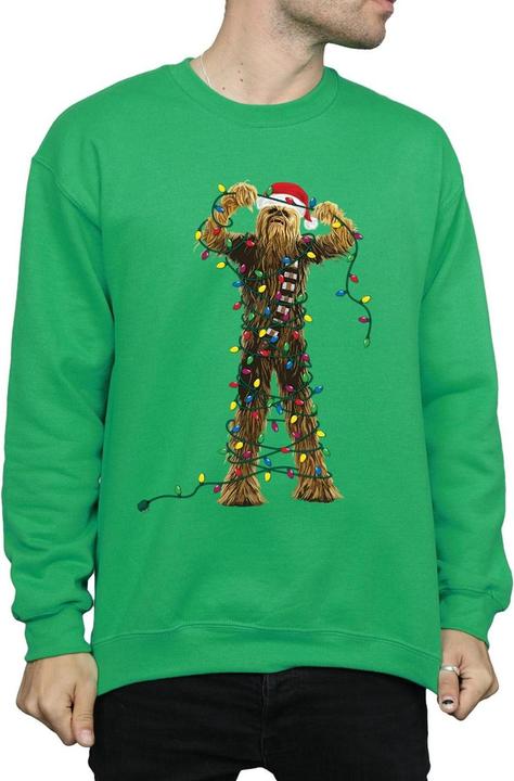 Actual product image Star Wars Mens Chewbacca Christmas Lights Sweatshirt (L)