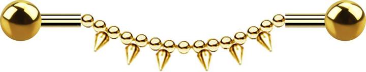 Star Piercing Barbell vergoldet zwei Kugeln Kette sechs Cones (Chirurgenstahl 316L, ohne Messing)