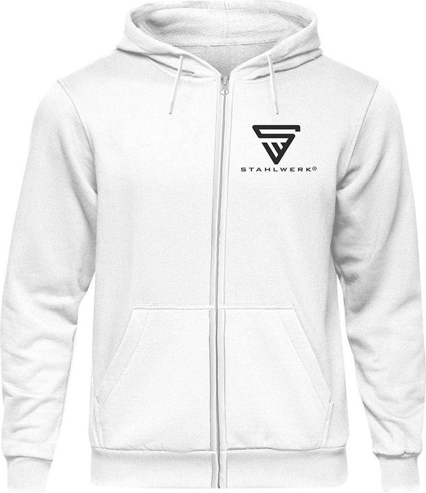Stahlwerk Hoodie Kapuzenpullover Kapuzenpulli mit Reissverschluss Weiss Grösse XXL (XXL)