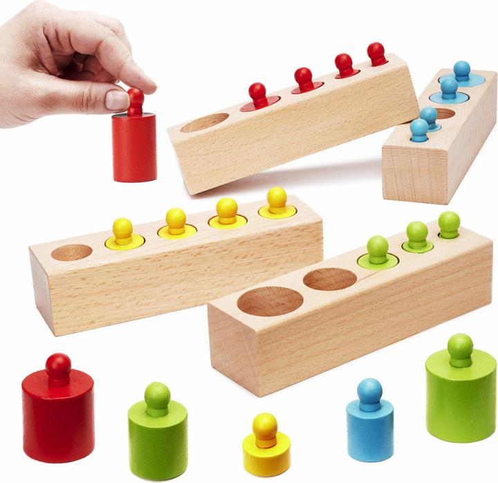 Produktbild Ikonka Montessori Holzzylinder Gewichte bunt