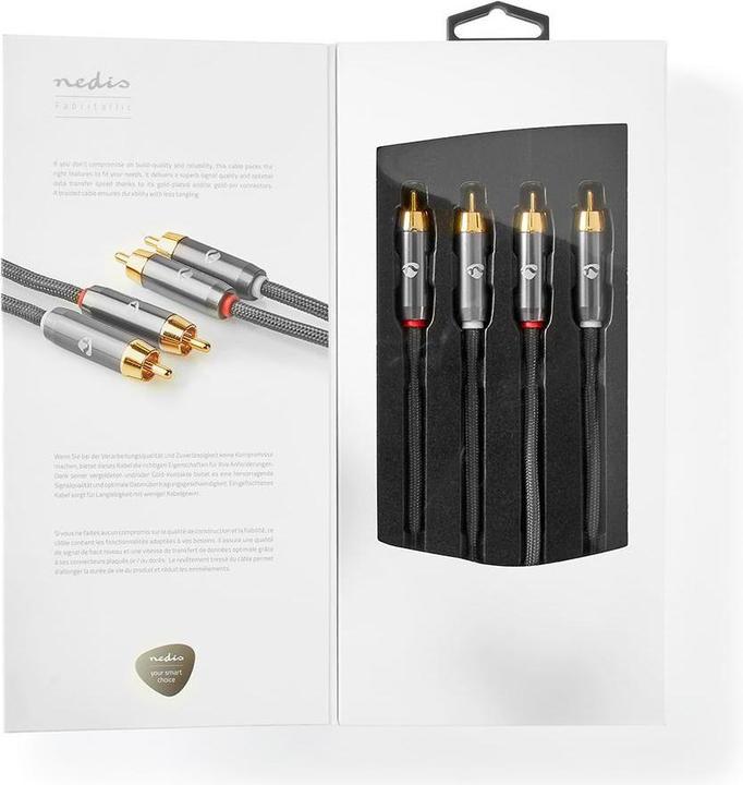 Immagine prodotto Nedis Cavo audio stereo 2X spinotti RCA 2X spinotti RCA placcati in oro 5,00 m rotondo grigio / grigio (5 m)