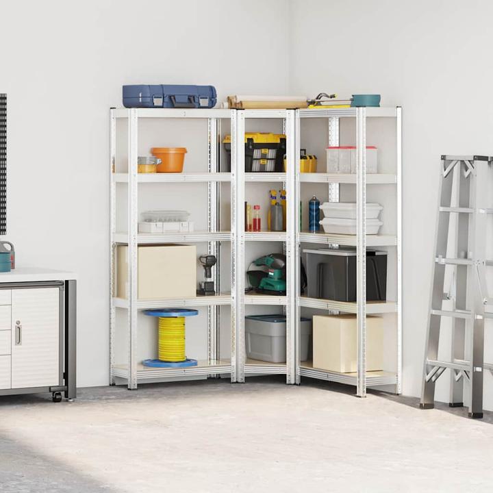 Produktbild VidaXL Regal-Set 5 Böden 3-tlg. Silbern Stahl & Holzwerkstoff Garagenregal