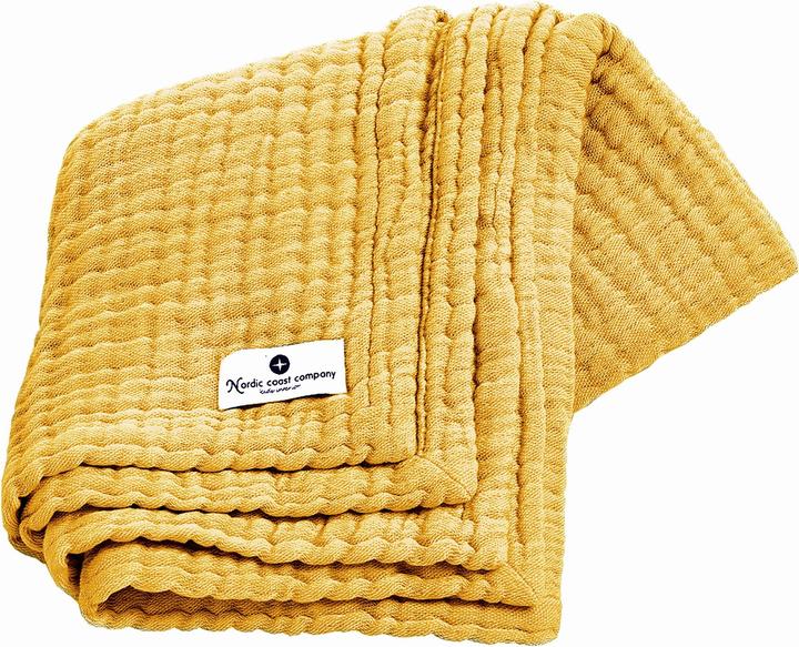 Actual product image nordic coast company 4 in 1 Baby Muslin Blanket Curry Yellow (80 cm, 80 cm)