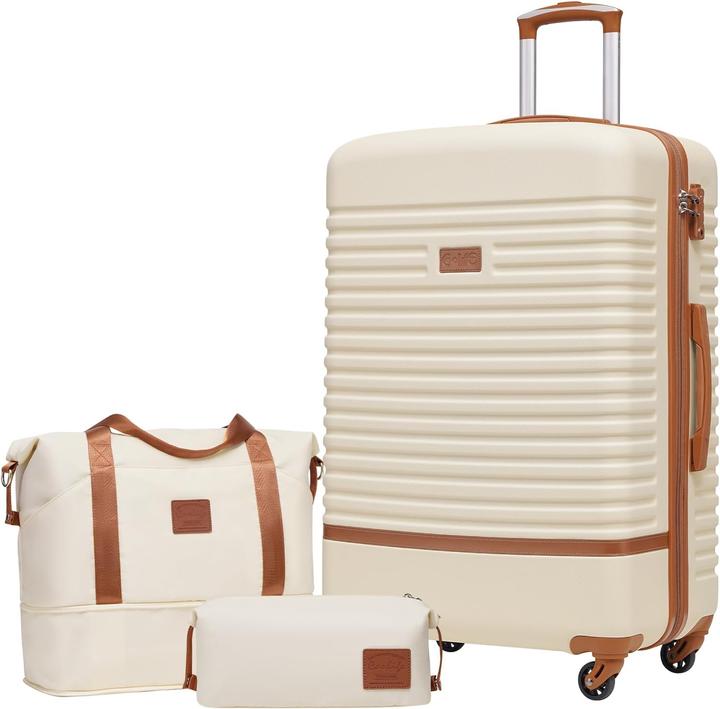 Coolife 3-teiliges Reisegepäck-Set (93 l, Handgepäck (bis 50l), L (90 - 115l))