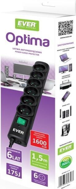 Productafbeelding Ever OPTIMA overspanningsbeveiliging (6 x, CEE 7/5, 3 m)
